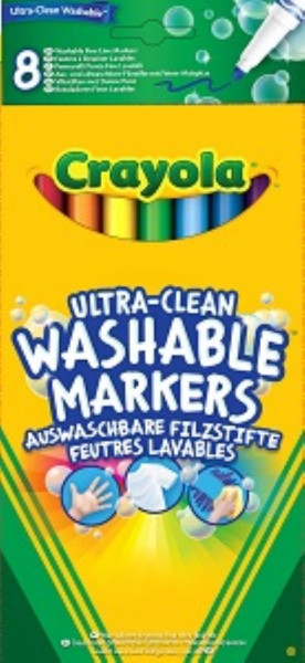 Набор 8 тонких смываемых фломастеров "Супер чисто" Crayola 58-8330 Уценка